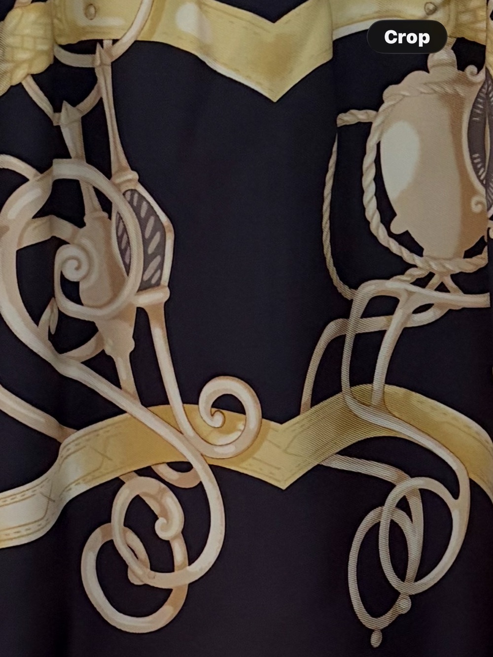 Black and Gold Baroque-Print Midi Dress